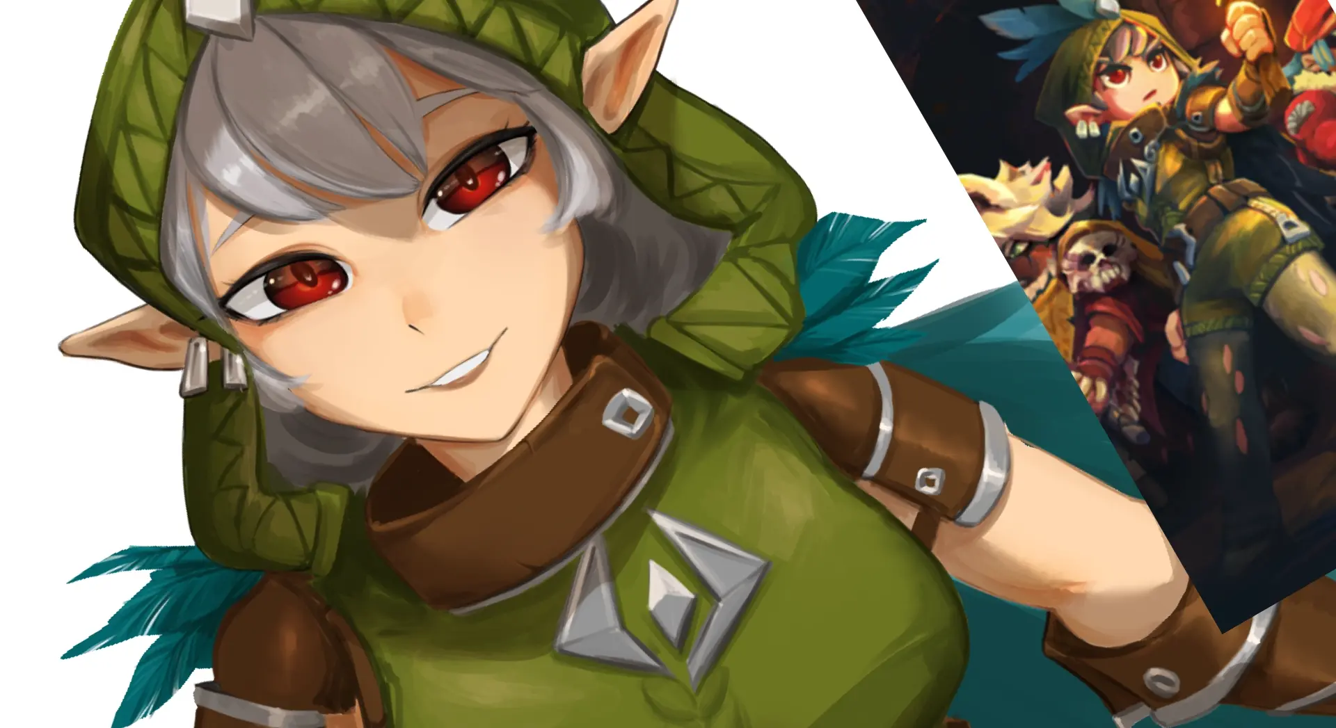 An anime-style interpretation of the featherbound set skin from Hytale